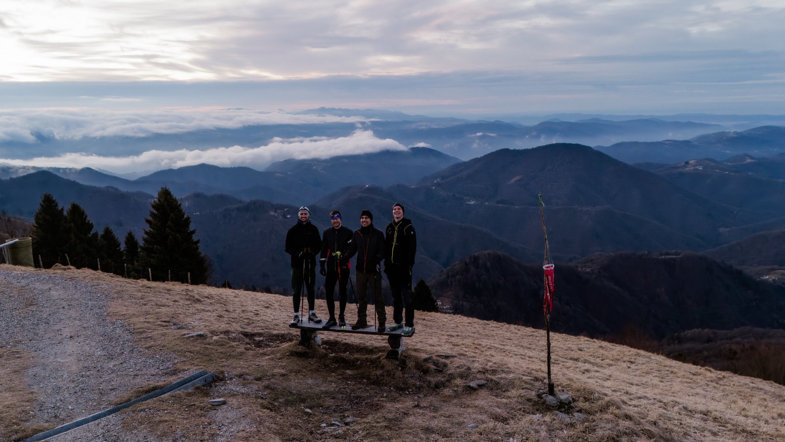 Team on the mountain summit, Slovenian Alps